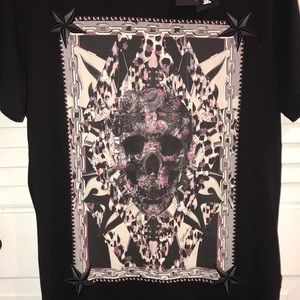 Just Cavalli- Skull print multi-design w/star embroidered embellishments- S NWT